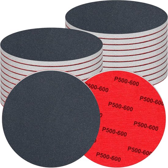 20 Stuks Schuurpadjes 150 mm Korrel 500-600 Schuurpapier voor Nat en Droog Gebruik, Flexibel Schuurpadje voor Hout, Schuurpadjes voor Metaal, Hout, Verf, Plamuur, Reparatie van Autocarrosserieën