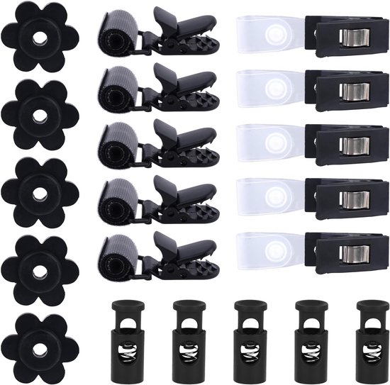 20 Stuks Set van Klemmen en Stoppers voor Tuinvlaggen, Windbestendig Kunststof Klemmen Vlaggenmast Stoppers Vlaggen Hardware Accessoires voor Tuin Gazon Binnen en Buiten