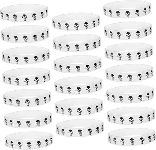 20 Stuks Skull Silicone Sports Polsbandjes Elastische Ademend Unisex Armband voor Hardlopen Fitness Teamactiviteiten Stretchy Sportarmband voor Hiphop Feestjes