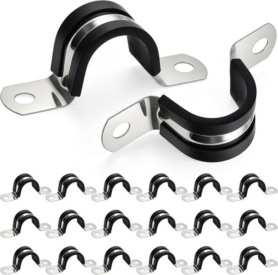 20 stuks U-buisklemmen, 20 mm, 304 roestvrij staal, buisklemmen met