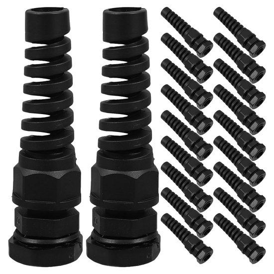 20 Stuks Waterdichte Kabelwartel met Verstelbare Flexibele Spiraal Nylon Kabelklem met Afdichtingen voor Kabelbescherming Langdurige Levensduur