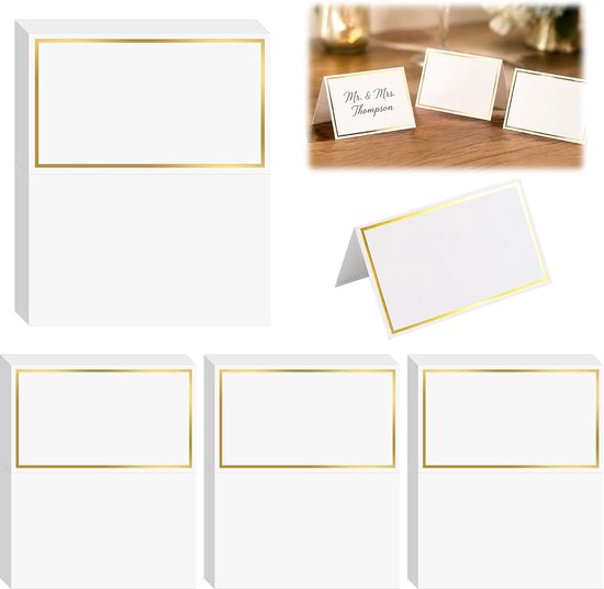 200 Stuks Blanco Plaatskaartjes, 10x8.4 cm Opvouwbare Tafelkaartjes