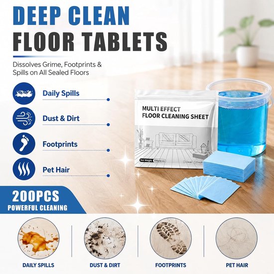 200 stuks Multi Effect Floor Clean Tablets, in water oplosbare