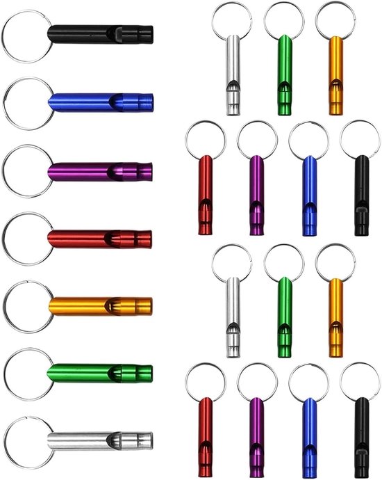 21 stuks aluminiumlegering sport fluitje trillerfluitje voor noodgevallen outdoor survival signaalfluitje voor sport, scheidsrechters, wandelen, kamperen, klimmen