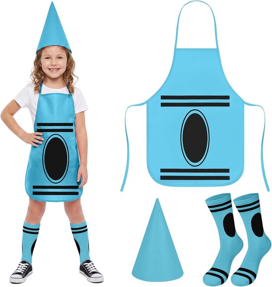 2/3 stuks kleurpotloden kostuum voor kinderen met hoeden, kegels, carnaval