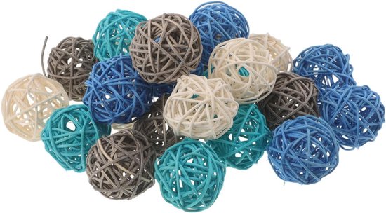 24 Stuks Delige Handgevlochten Rotan Ballen Natuurlijke Rieten Decoratieve Bollen voor Vaasvulling Lichtgewicht Tafeldecoratie voor Bruiloften Huiselijke Sfeermakers