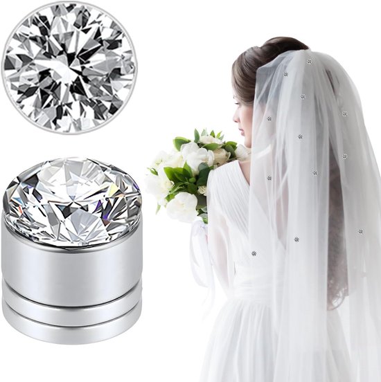 24 Stuks Sluiergewichten Magnetische Diamanten voor Bruiloft Elegant Strass Kristallen Hijabmagneten voor Kleding Sjaals Vrouwen Meisjes Bruids Kathedraal Trouwjurk Sluieraccessoires