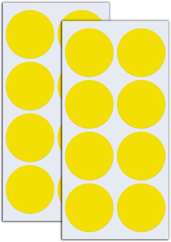 240 Stuks - 50mm Ronde Stickers Grote Gekleurde Zelfklevende Etiketten Groot - Geel