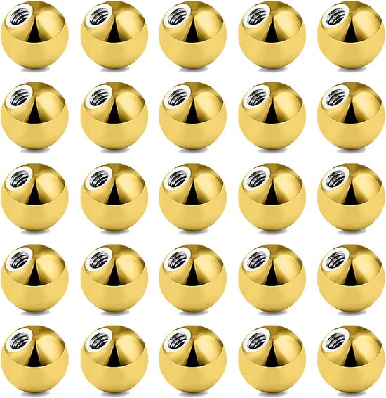 25 reserveballen voor piercings sieraden 16G 14G 3/4/5/6 mm chirurgisch stalen kogel voor lippiercing, tragus, helix, oor, , navel, tong