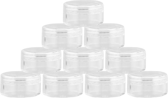 25 stuks 3 g transparante cosmetische containers met spatel, kleine ronde heldere lege monsterpotten voor lotion, lippenbalsem, crème, nagelaccessoires