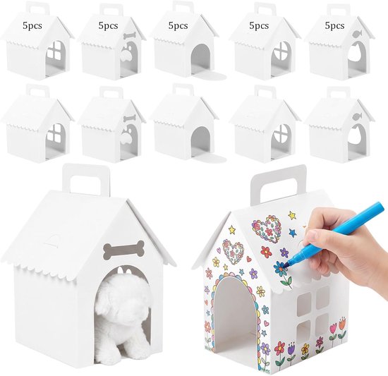 25 stuks Adopt a Puppy Party geschenkdozen, kartonnen huis om te