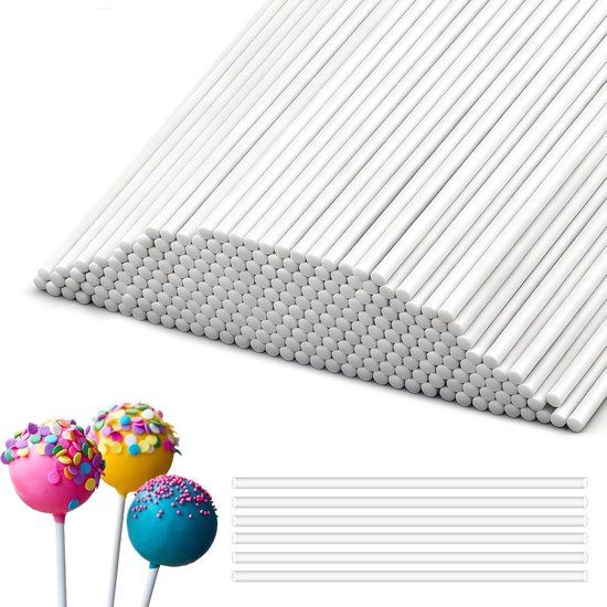 250 stuks 10 cm x 3,5 mm cakepopstelen, cake-pop-stelen van papier, witte lollipop sticks, papieren lollysticks, mini-lollysticks voor lolly's, snoep, cake, koekjes en desserts