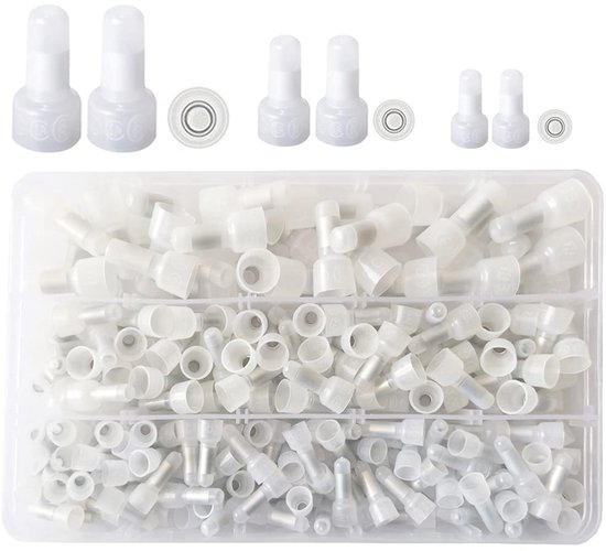 250 stuks gesloten eindkrimpconnectoren nylon draad krimpdoppen terminal connectoren assortiment kit 22-16/16-14/12-10 AWG ANM
