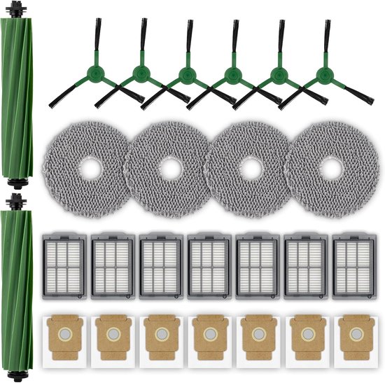 (26 stuks) Plus 505 Combo Accessoires Kit voor iRobot Roomba Plus 405 Combo/505 Combo Robotstofzuiger, 2 Rolborstels, 7 Stofzakken, 4 Mop Pads, 6 Zijborstels, 7 HEPA-filters