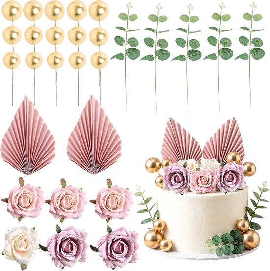 27 stuks taartdecoratie met bloemen