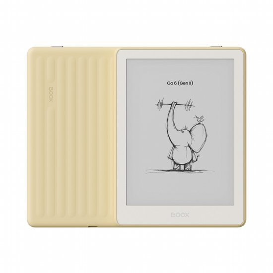 2e Kansje BOOX Go 6 (Gen II) - 6'' e-Reader – Geel - 300 PPI ePaper, Android, Google Play Store, 3 GB RAM, 32 GB opslag, microSD, verstelbare frontverlichting, InkSense Plus-compatibel