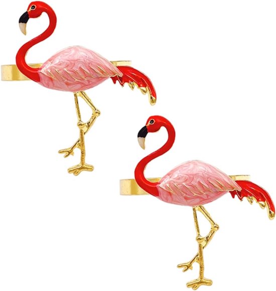 2stuks Flamingo Servet Ringen Elegante Servet Clips Voor Feesten Unieke Flamingo Ontwerpen Decoratieve Houders Voor Tafel Voor Bruiloften Verjaardagen