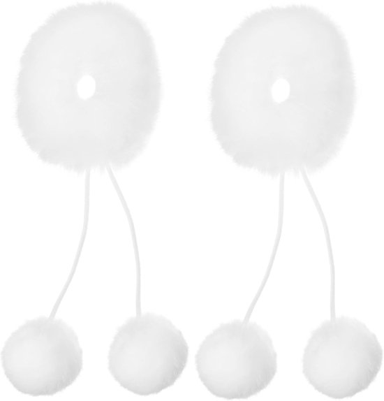 2stuks Fluffy Scrunchies Zachte Pompom Haarbanden Voor Vrouwen Verstelbare Duurzame Haaraccessoires Voor Ponytails Buns Voor Feestjes Dagelijks Gebruik