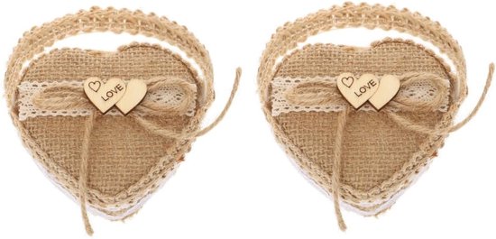 2stuks Hartige Huwelijksbloem Meisje Mandje Hartvormige Mand Met Jute Strik Creatieve Box Voor Bruiloften Verlovingen Valentijnsdag Veelzijdige Sieradenopslag