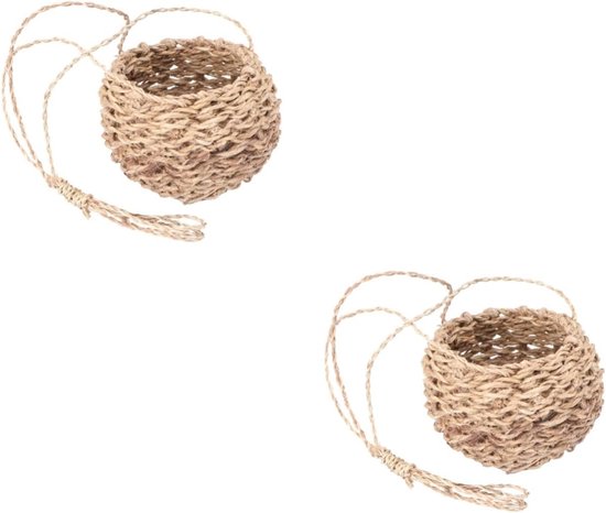 2stuks Houdbare Handgeweven Jute Opbergmand Voor Bloemen Planten Mini Haken Mand Voor Thuisgebruik Voor Raamdecoratie Voor Plantenliefhebbers