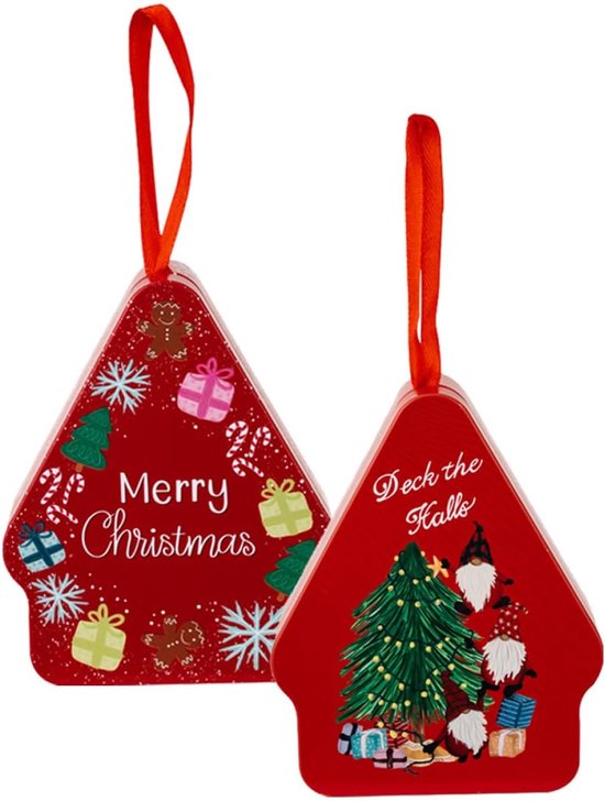 2stuks Kerst Thema Tinplate Opbergdoos Huisvorm Feestelijke Snoepdoos Voor Suikers Koekjes Voor Verjaardagen Feestjes