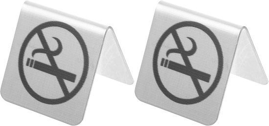 2stuks Roestvrijstalen Verboden Roken Bordjes Dubbelzijdige Tafel Indicators Voor Thuis Kantoor Openbare Ruimtes Ruimtebesparend Ontwerp Eenvoudig Schoon Te Maken