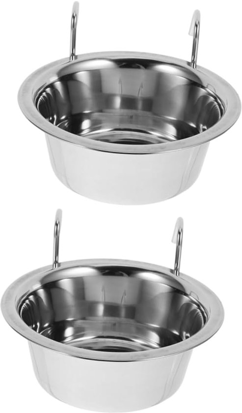 2stuks Rvs Hangende Huisdieren Voedsel Waterkom Multi-functionele Antilekbowl Voor Katten Honden Duurzaam Eenvoudig Te Reinigen Voor Kooi of Hondenbench
