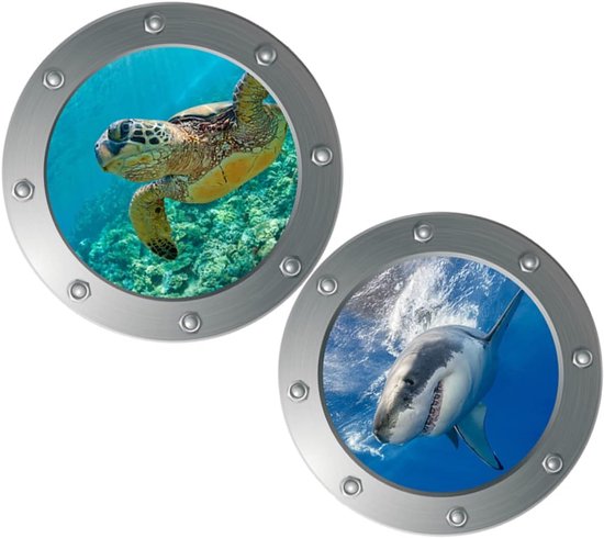 2stuks Wandstickers Zeewereld Decoratie Realistische Zeeleven Raamstickers Voor Kinderkamer Woonkamer Speelkamer Eenvoudig Aan Te Brengen Te Verwijderen
