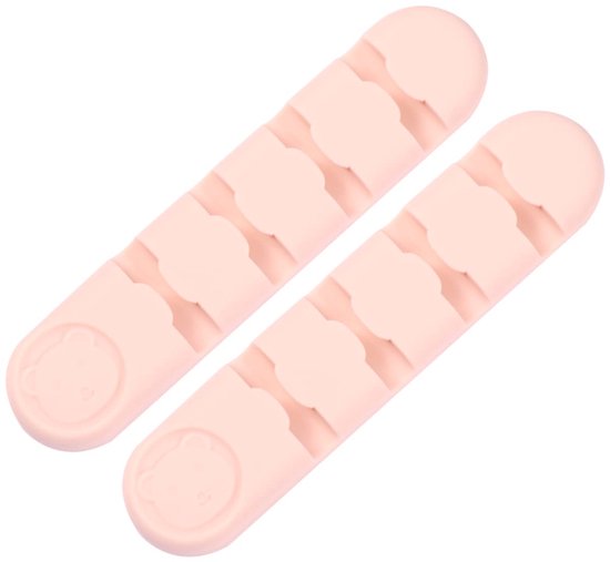2stuks Zelfklevende Kabel Organizers Silicone Kabelclips Voor Effectieve Kabelbeheer Bureau Roze Voor Opladers Usb-kabels Hoofdtelefoons