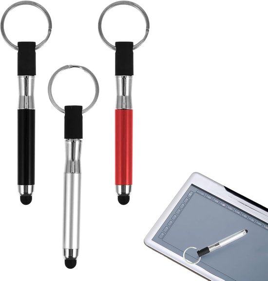 3 Pack 3-in-1 Touch Pens met Sleutelhanger - Ultra-Sensitive Tablet Pen - Balpen Compatibel met iPhone/Samsung/Tablets - Ideaal voor Kantoor, Professioneel Cadeau of Dagelijks Gebruik