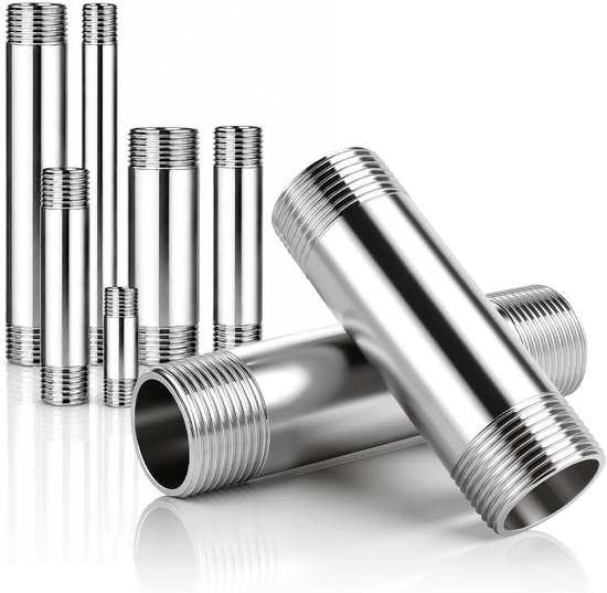 3 stuks 100 mm 1/4 inch BSP buitendraad x 1/4 inch BSP buitendraad gegoten buis
