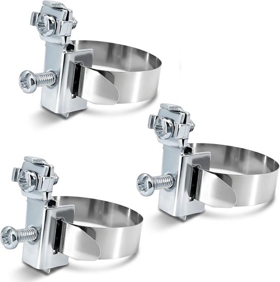 3 stuks aardingsbandklem van roestvrij staal V2A, aardingsklemmen, 8-52 mm, zilver, aardingsklem voor aardingskabel, bliksembeveiligingssystemen, buiten, vochtige hitte
