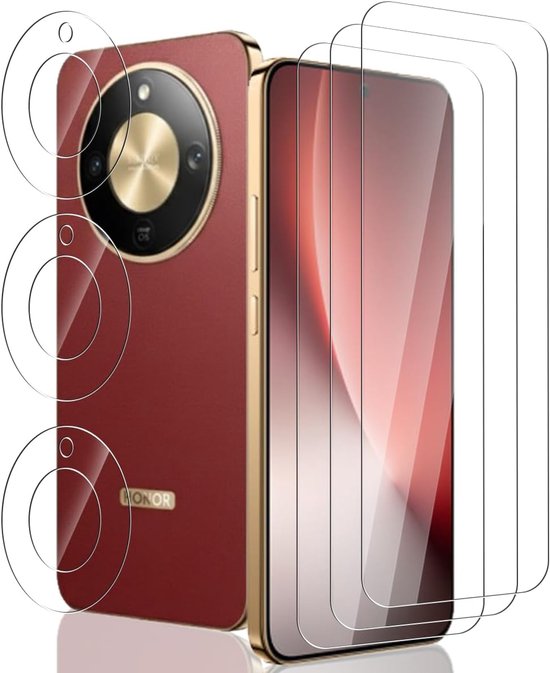 3 stuks beschermfolies voor Honor Magic 8 Lite pantserglas + 3 stuks camerabeschermingsglas, hardheid 9H/luchtbelvrij pantserglas, displaybeschermfolie voor Honor Magic 8 Lite - HD gehard