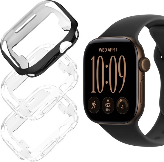 3 stuks beschermhoes voor Apple Watch S12 43 mm met gehard glas