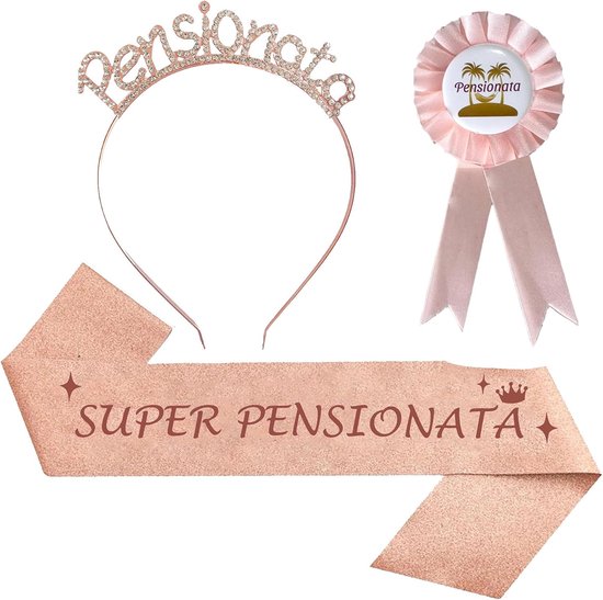 3 stuks cadeau pensioen sjerp pensioen broche 2025 tiara gepensioneerde decoratie gadget voor pensioenfeest dames
