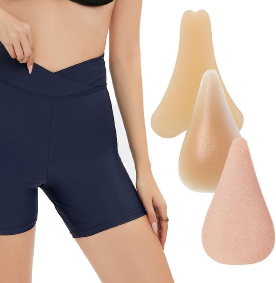 3 stuks Camel toe Concealer, siliconen beschermer tegen cameltoe slip, herbruikbare onzichtbare camel toe inlegkruisjes, Y-vormige naadloze inlegkruisjes voor vrouwen voor bikinilijn (beige)