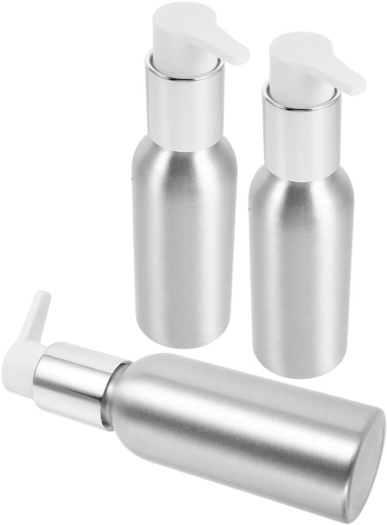 3 Stuks Delige Aluminium Lotion Pompflessen Hervulbare Zeepdispenser voor Badkamer Keuken Compacte Cosmetische Flessen voor Shampoo Reiniger
