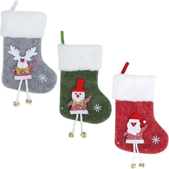 3 Stuks Delige Kerstkousen voor Open Haard met Santa Sneeuwpop Rendier Decoratieve Hangers voor Binnen Geschikt voor Feestelijke Bijeenkomsten Kantoor Gezinsvieringen