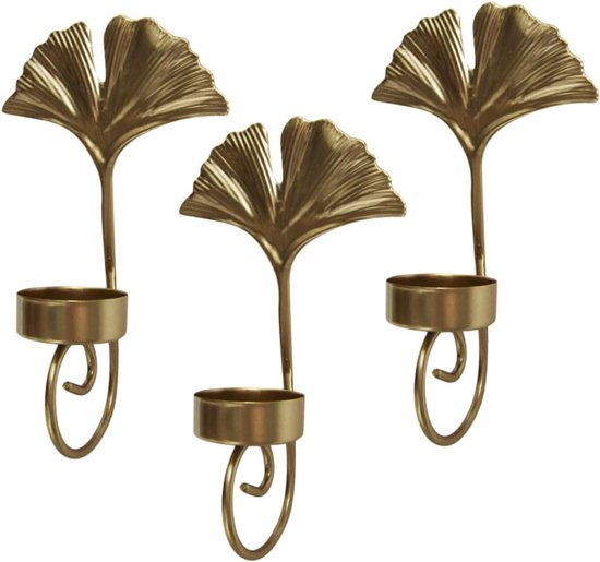 3 Stuks Delige Metalen Wandkandelaren met Vintage Bladmotief Ijzeren Eenvoudige Houder Muurbevestiging voor Slaapkamer Woonkamer Keuken Badkamerdecoratie