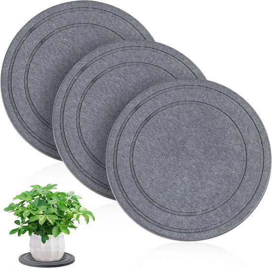 3 stuks diatomeeënaarde plantenschotels voor binnen, ronde 5,9 inch Instant Dry Pot Schotels voor Planten Onderzetters, Diatomeeënaarde Planter Tray, Donkergrijze Bloempot Tray (20 cm)