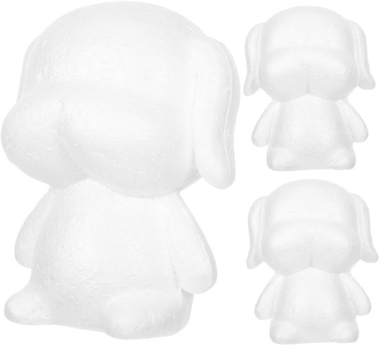 3 Stuks Dieren Knutselschuim: Hondenschuimblokken Voor Bloemschikken - Witte 3d Puppy-modelleringssculpturen, Kinderschilderij, Graffitiballen - Bruiloftsfeestdecoratie,