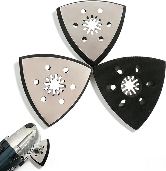 3 Stuks Driehoekige schuurplaten hard, 93 mm universele Fijne schuurplaat, Multitool schuurplaat driehoekige, Schuurmachine accessoires slijpen, Voor hout, hard plastic, metaal, ontroesten