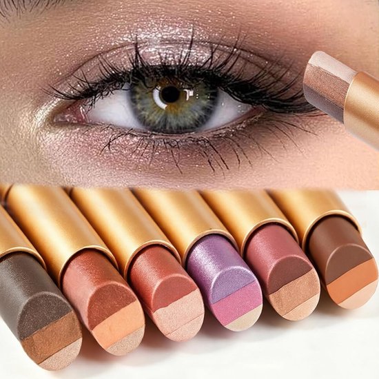 3 stuks dual-ended gradiënt oogschaduwstift, drie kleuren mat & shimmer crème oogschaduw stick, one step oogschaduwpen langdurige oogmake-up