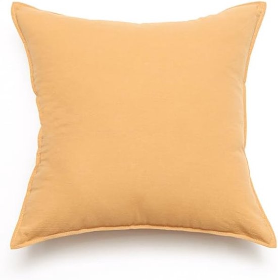 3 stuks eenvoudig gewassen katoen effen geperste rand kussensloop klassiek en tijdloos, pure kleur eenvoudige kussensloop, met elk bed is briljant 17,7x17,7 inch (geel B