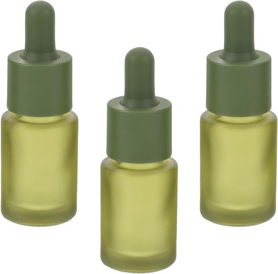 3 Stuks Groene Matte Glazen Druppelflessen Navulbare Pipetflessen voor Essentiële Oliën Aromatherapie Reizen Draagbare Hervulbare Vloeistofcontainers