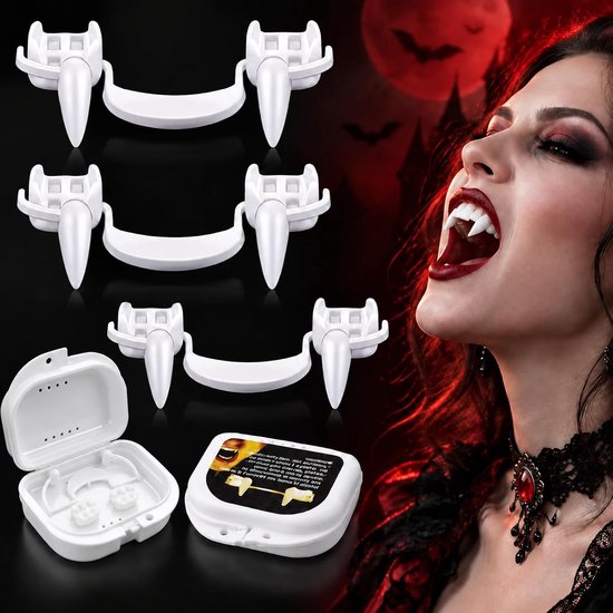 3 stuks intrekbare vampiertanden, realistische telescopische scheurtandset, griezelige plastic tanden om aan te trekken, Halloween, carnaval, party, cosplay, decoratie, scheurtanden