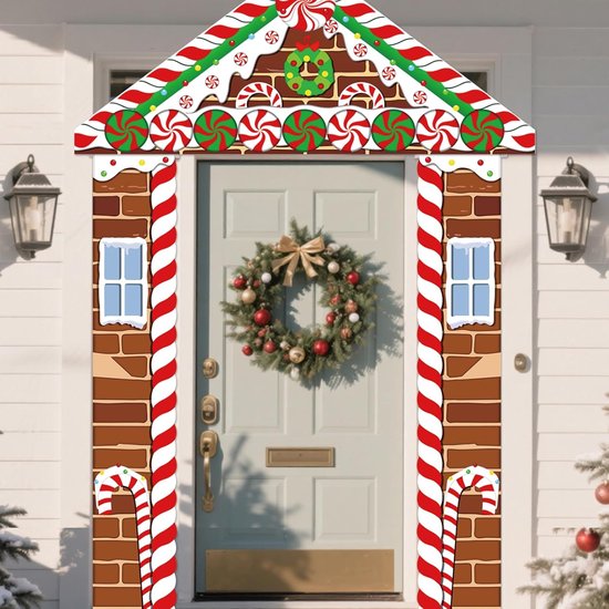 3 stuks kerstbanner, 180 cm, kerstdecoratie voor veranda, kerstdeurdecoraties, deurkrans voor Kerstmis, deurbanner voor klaslokaal, binnen en buiten, voordeur, veranda, wanddecoratie