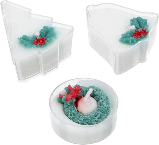 3 Stuks Kersttheelichtkaarsen Kerstboom Klokje Wreath Kersttavolkaarsjes voor Kerstwreath Kaarshouder Kerstdecoratie