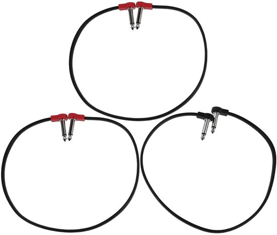 3 stuks keyboard patchkabels - 50 cm haakse audiokabel - gitaarpedaal patchkabel voor elektrische en basgitaren - effectconnector met Z-vormige platte stekker