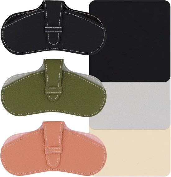 3 stuks leren zonnebrillenkokers, compacte brillenkoker voor reizen en buitenactiviteiten, draagbare brillenkokers, slanke houder, zacht lederen zonnebrillenkoker voor mannen en vrouwen